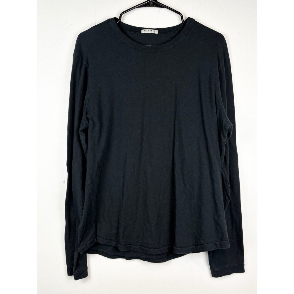 Buck Mason Men's MED Tee Shirt Long Sleeve Black Made In USA Cotton